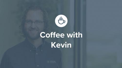 Headshot of Kevin McClusky with icon of teacup