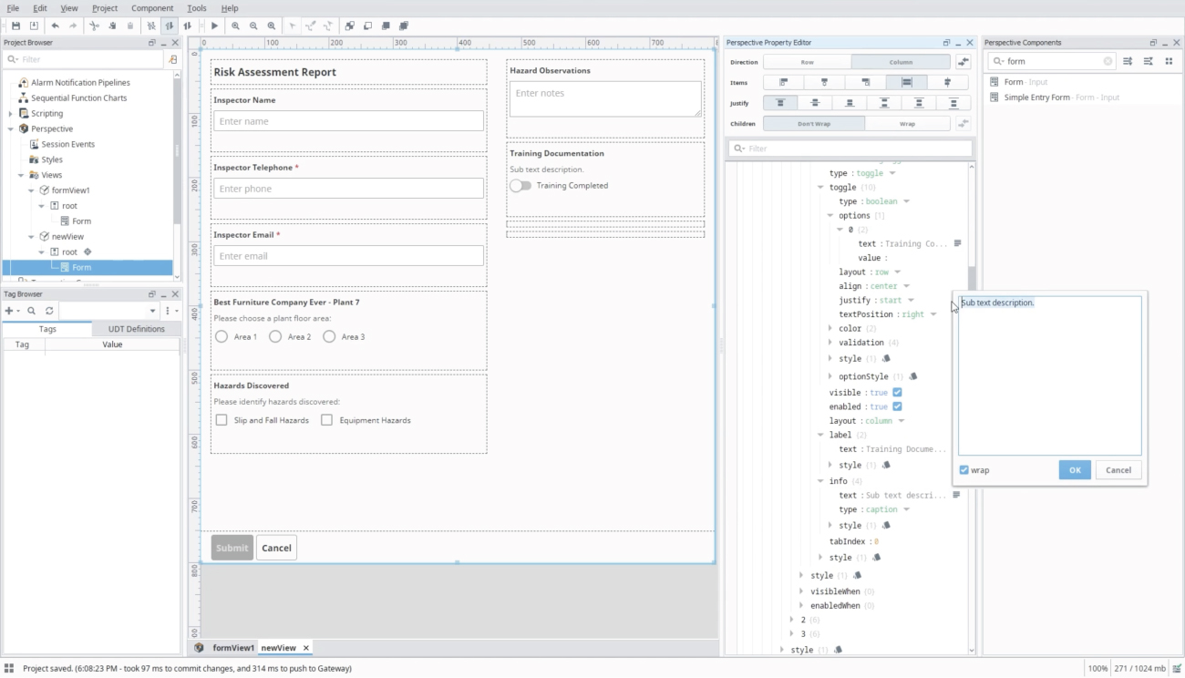 Form Component in Ignition 8.3