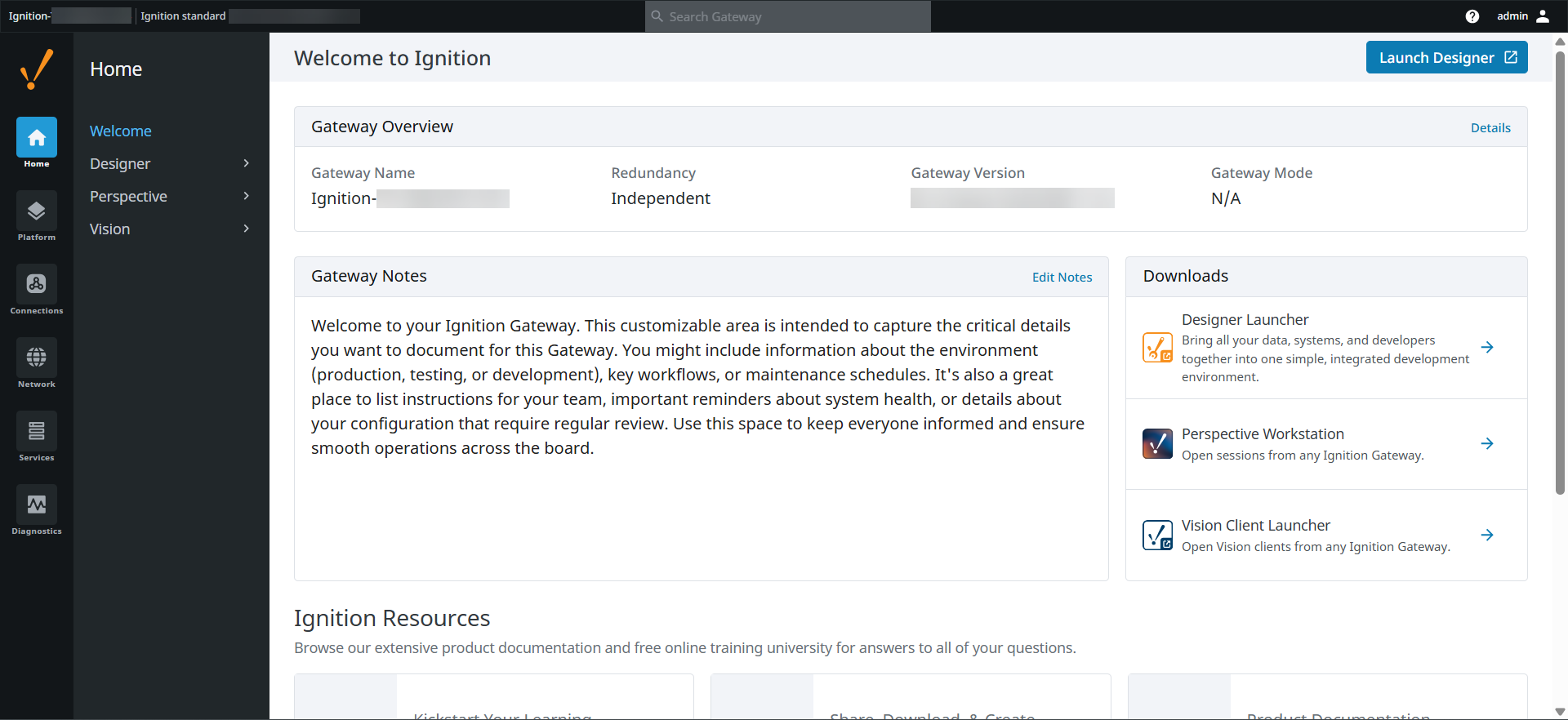 Gateway web user interface
