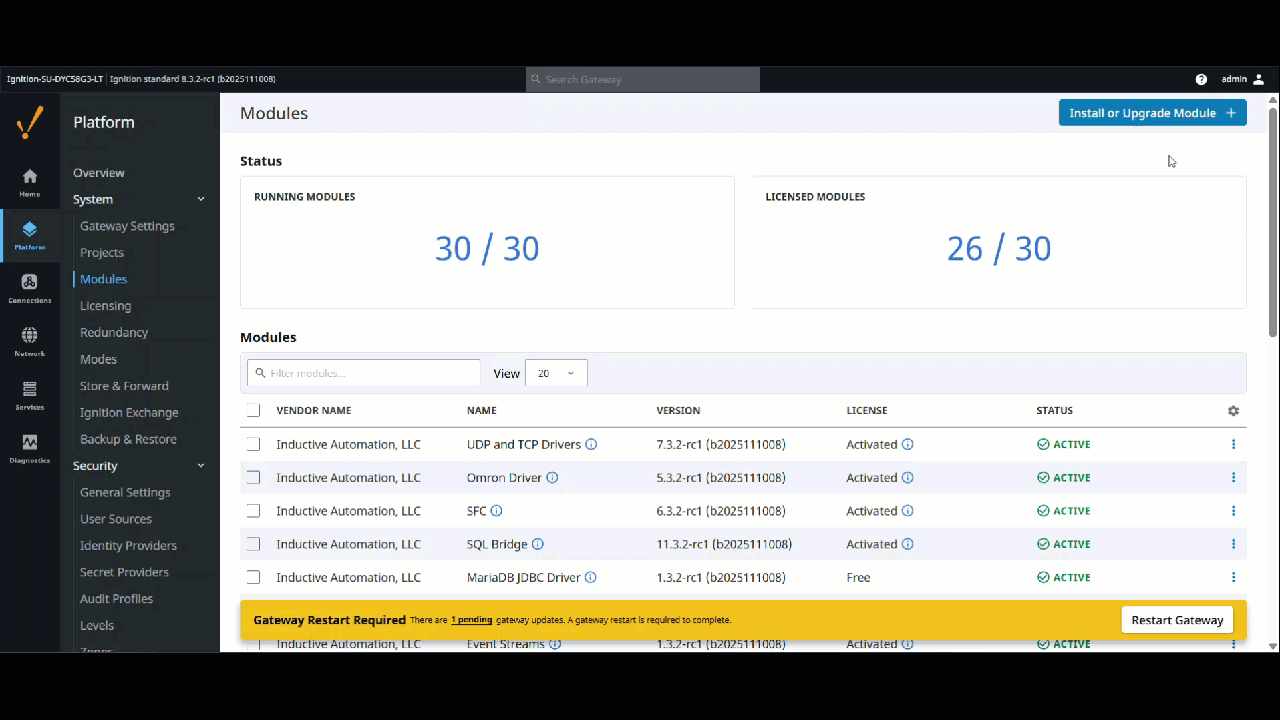 Quarantined modules management