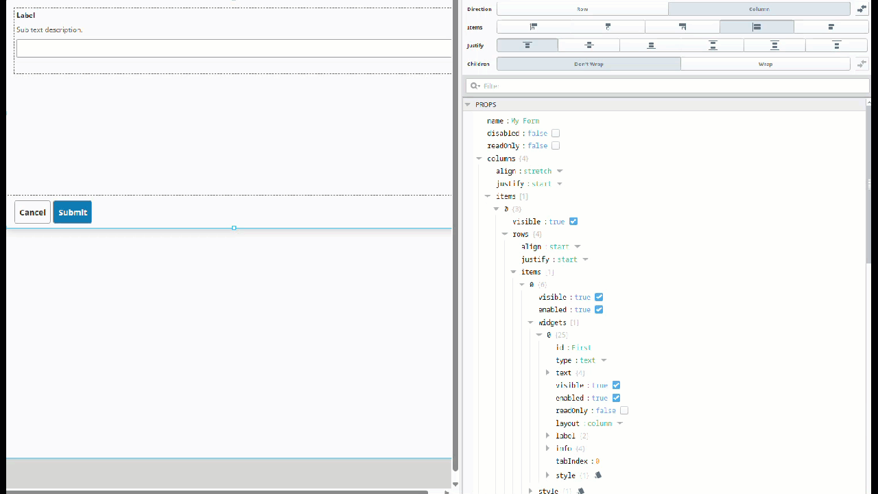 Form Component overlay in Perspective's design mode
