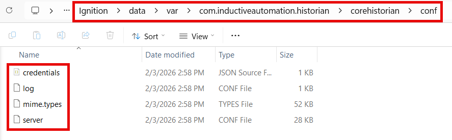 Core Historian Configuration File Support
