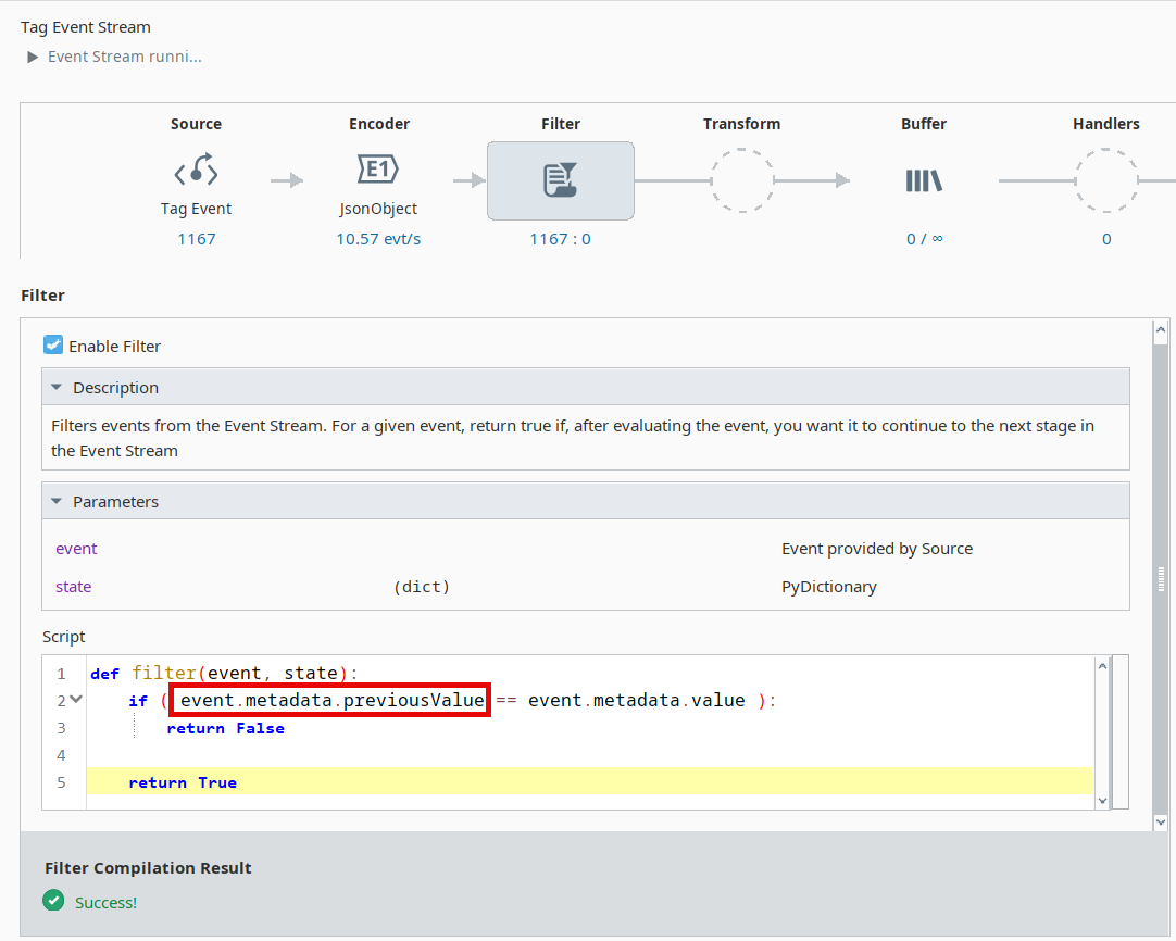 Event Stream’s tag source metadata previousValue field