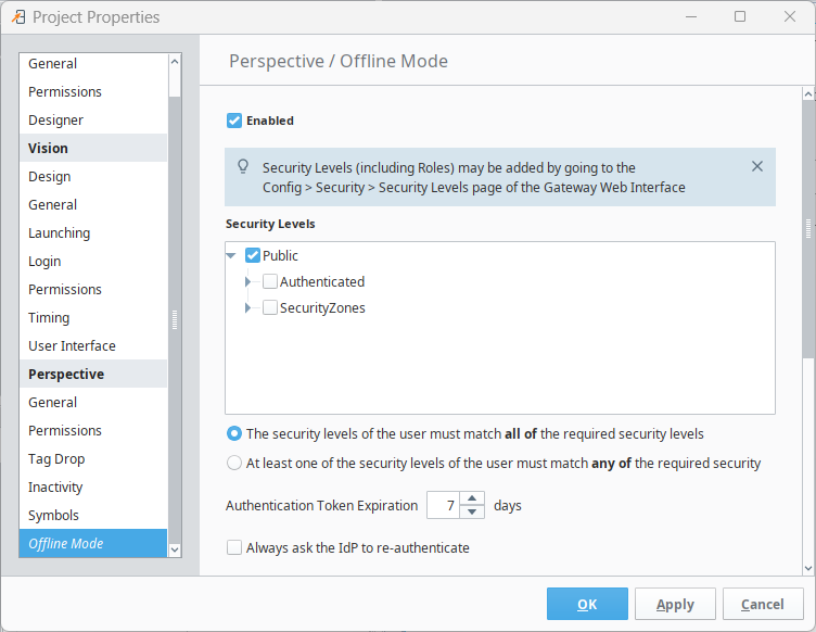 Perspective offline mode