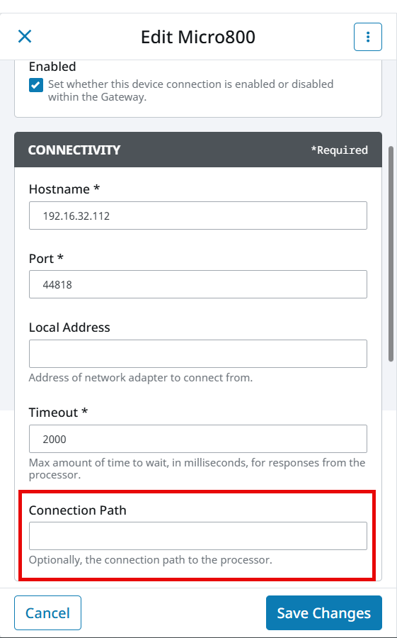 Micro800 Connection Path Support